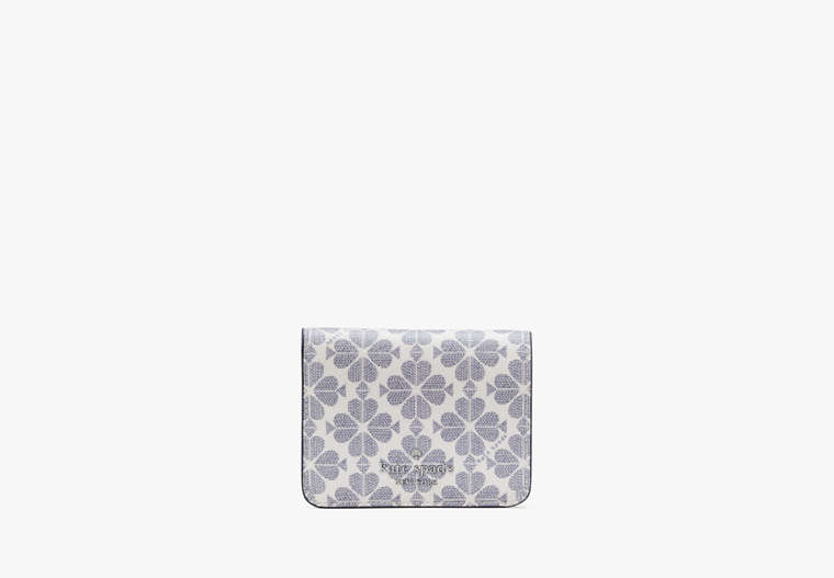 Kate Spade,Signature Spade Flower PVC Small Bifold Wallet,Navy Multi image number 0
