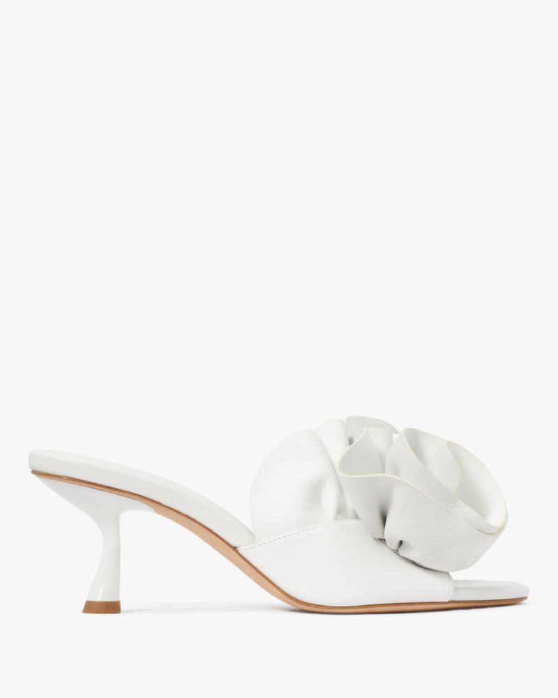 Kate Spade,Flourish Mules,Lining Leather,Nappa Leather,Slides,3D Embellishment,Cocktail,White