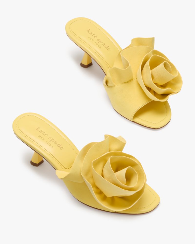 Kate Spade,Flourish Heeled Sandal,Lining Leather,Suede,Slides,3D Embellishment,Cocktail,