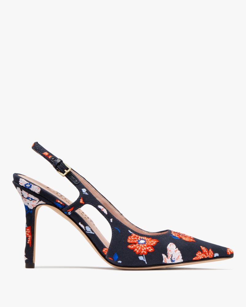 Kate Spade,Valerie Slingback Pumps,Navy Dotty Floral