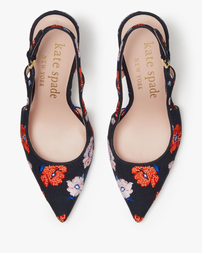 Kate Spade,Valerie Slingback Pumps,Navy Dotty Floral