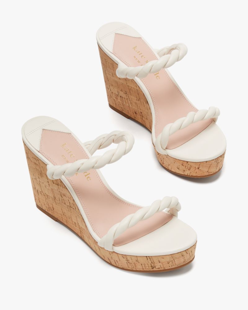 Kate Spade,Nina Wedge Sandals,Cream