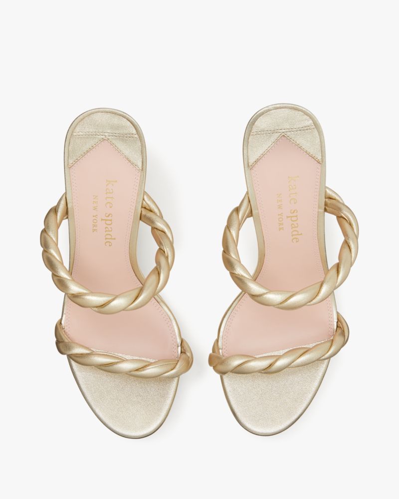 Kate Spade,Nina Wedge Sandals,Pale Gold