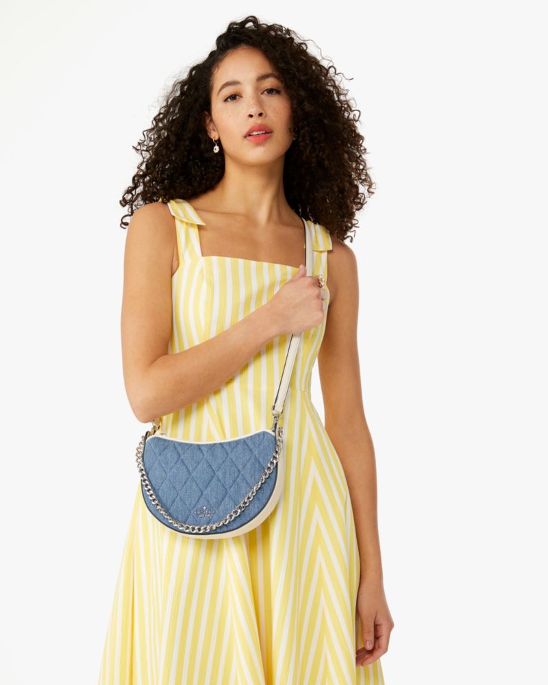 Kate Spade,Carey Denim Zip Top Crossbody,Blue Multi