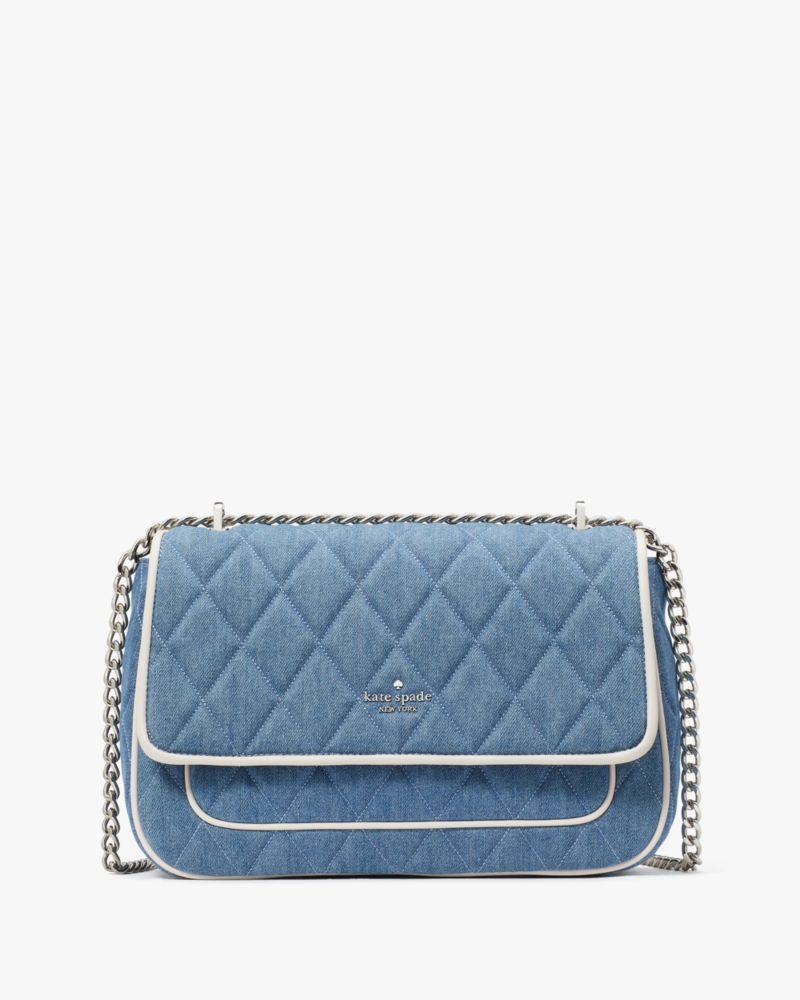 Kate Spade,Carey Denim Medium Flap Shoulder Bag,