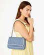 Kate Spade,Carey Denim Medium Flap Shoulder Bag,Blue Multi