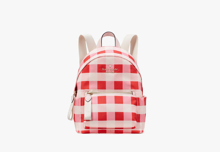 Kate Spade,Chelsea Gingham Mini Backpack,Pink Multi