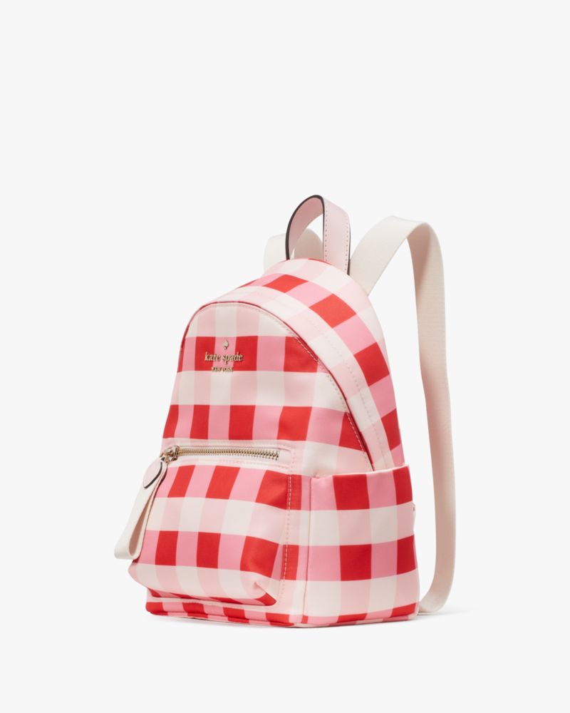 Kate Spade,Chelsea Gingham Mini Backpack,Pink Multi