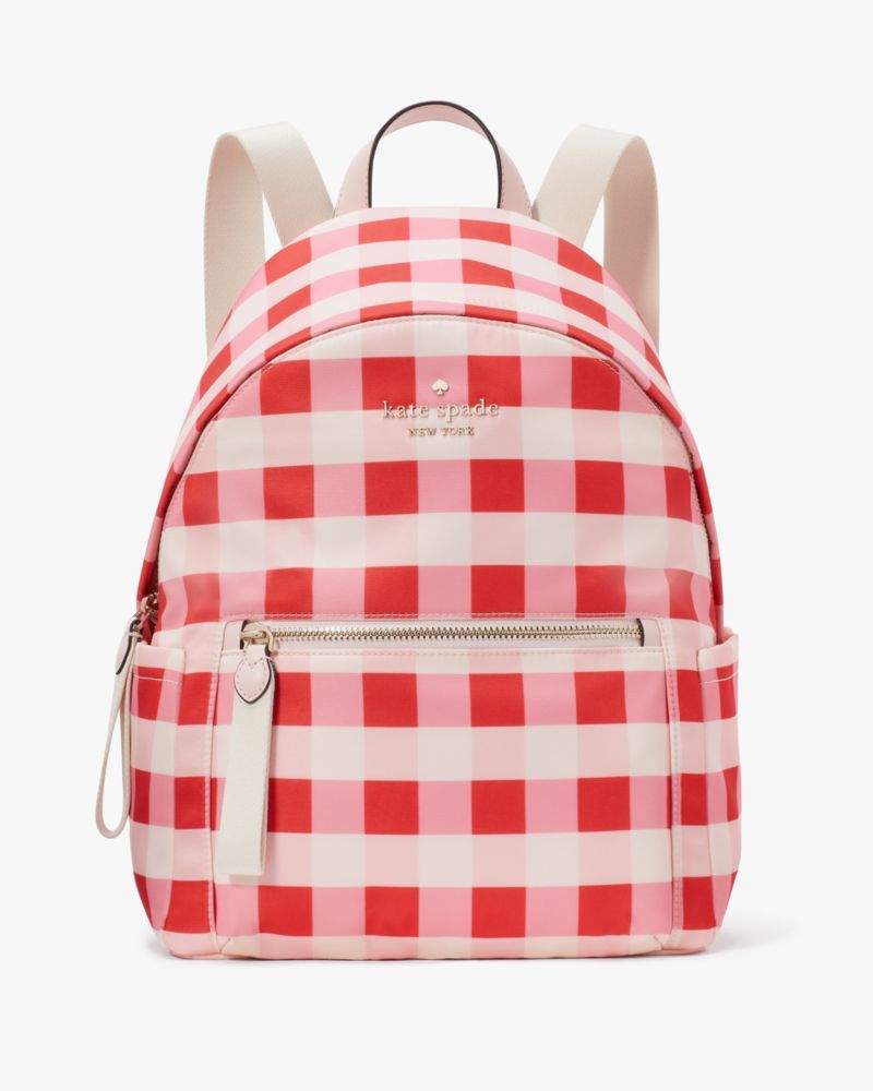 Kate Spade,チェルシー ギンガム チェック プリント ミディアム バックパック,バッグ,ピンクマルチ