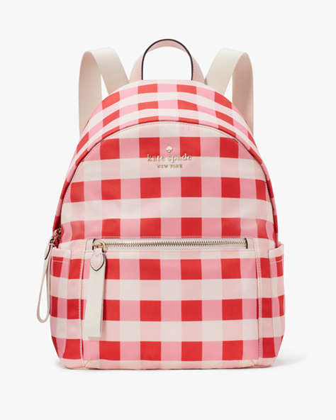 Kate Spade,Chelsea Gingham Medium Backpack,Pink Multi