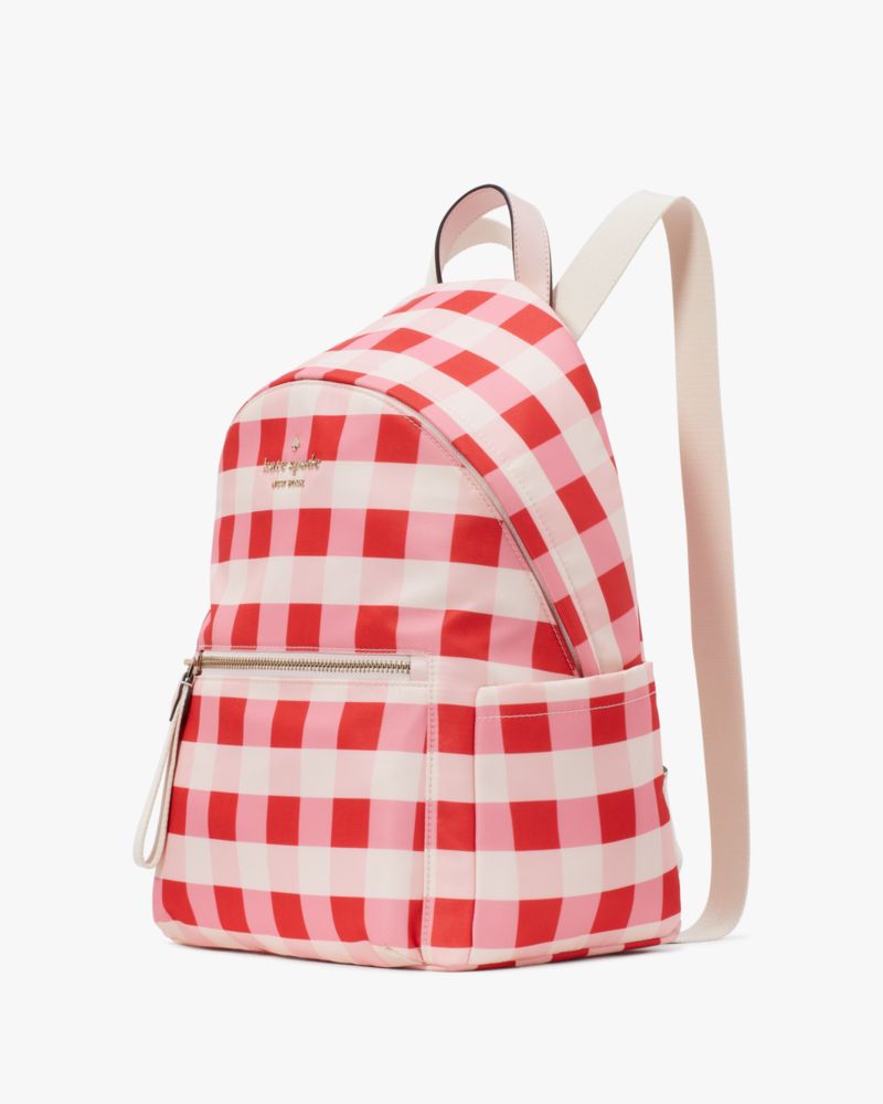 Kate Spade,Chelsea Gingham Medium Backpack,Gingham,Pink Multi