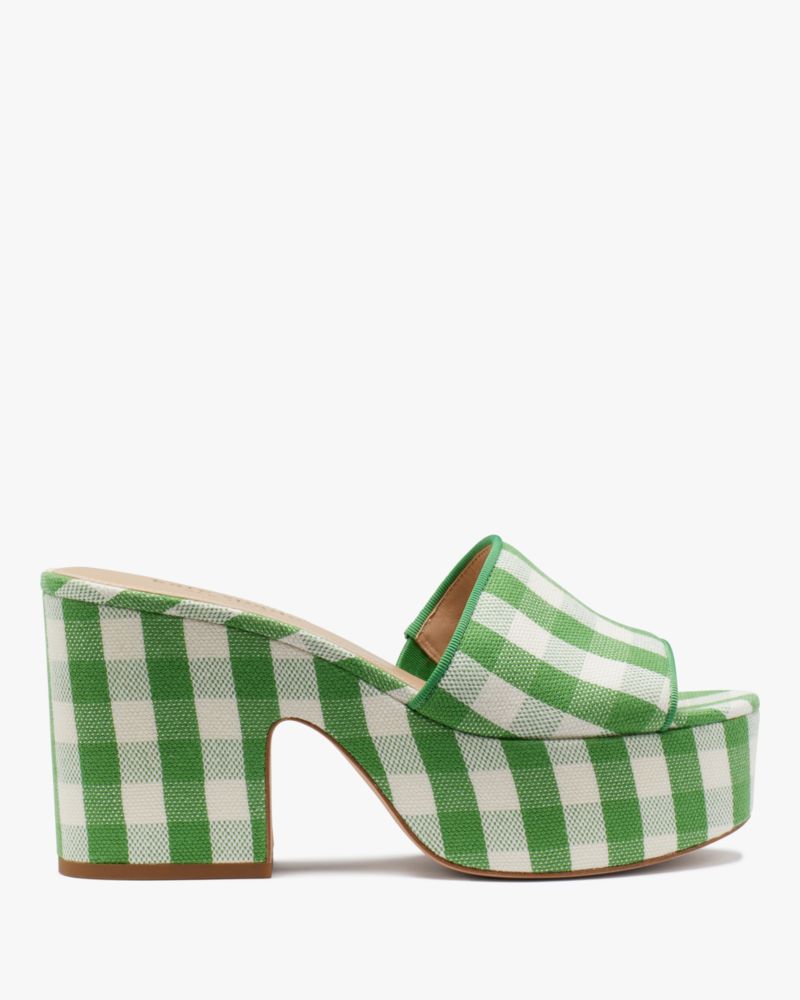 Kate Spade,Ibiza Gingham Sandals,Casual,Summit Green/Cream