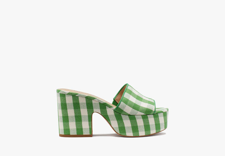 Kate Spade,Ibiza Gingham Sandals,Casual,Summit Green/Cream image number 0