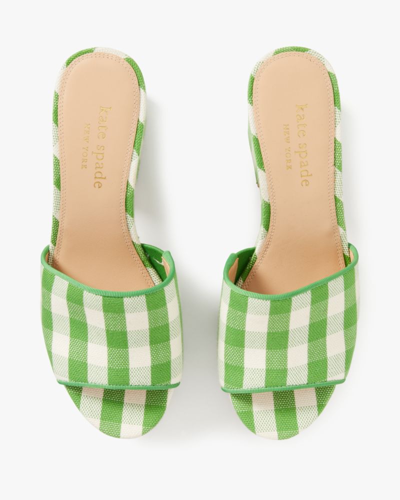 Kate Spade,Ibiza Gingham Sandals,Casual,Summit Green/Cream