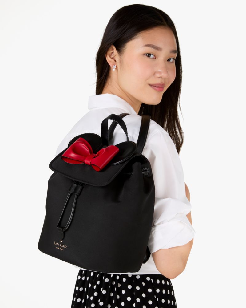 Kate Spade,Disney X Kate Spade New York Minnie 3D Flap Backpack,Black Multi