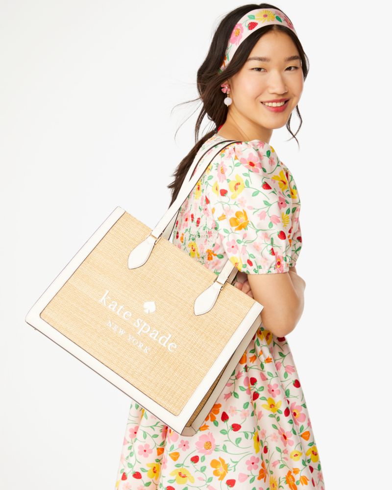 Kate Spade,エリー ストロー ラージ トート,バッグ,メレンゲマルチ