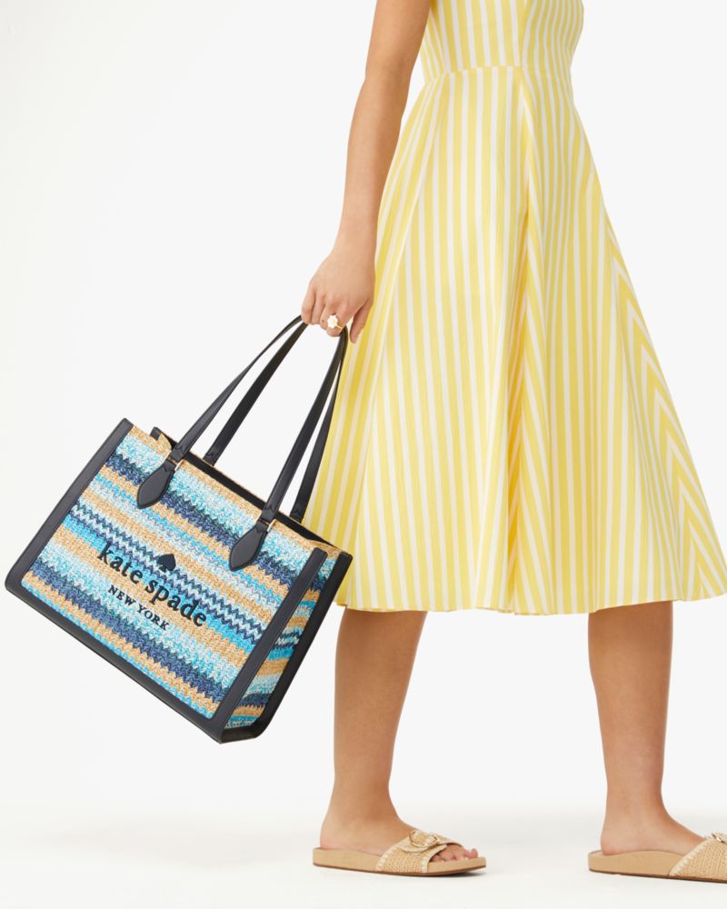 Kate Spade,Ellie Stripe Straw Large Tote,