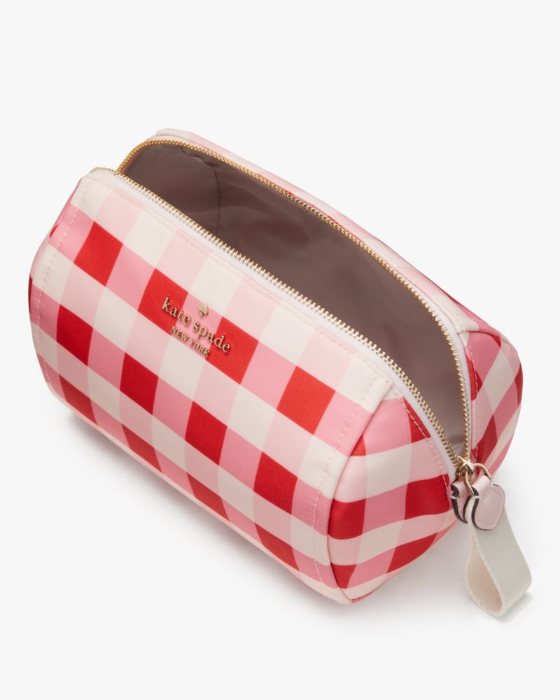 Kate Spade,Chelsea Gingham Medium Cosmetic Case,Pink Multi