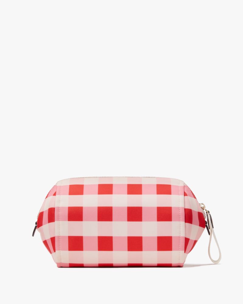 Kate Spade,Chelsea Gingham Medium Cosmetic Case,Pink Multi