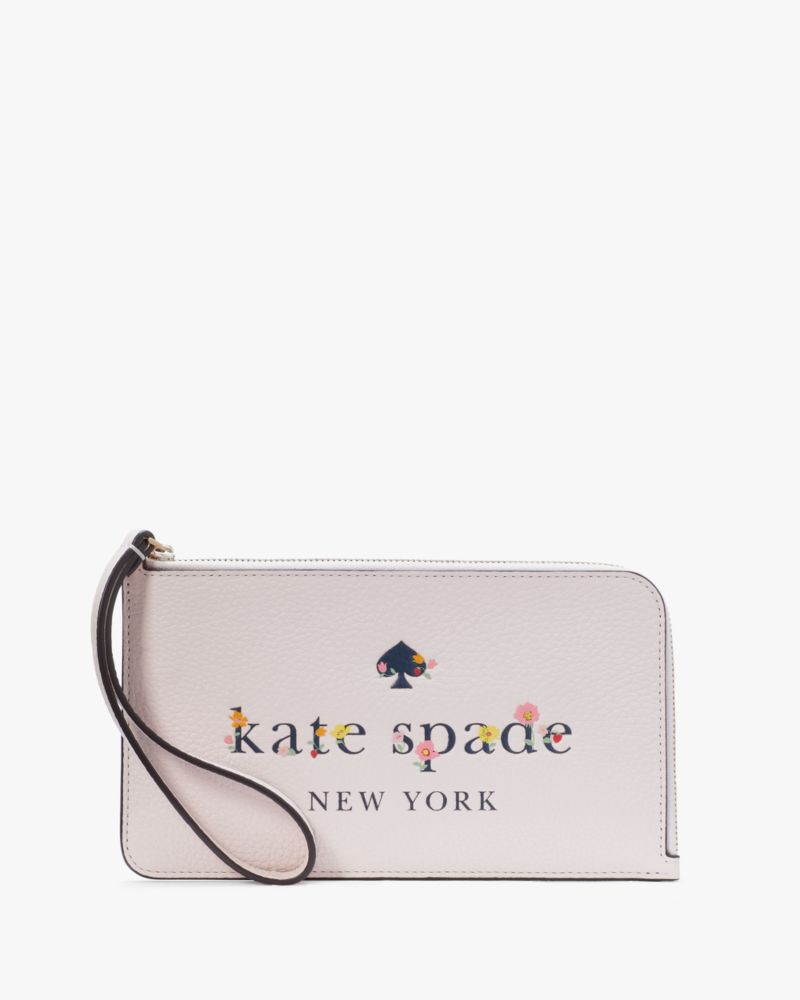 Kate Spade,Lucy Medium L-Zip Wristlet,Light Rosebud Multi