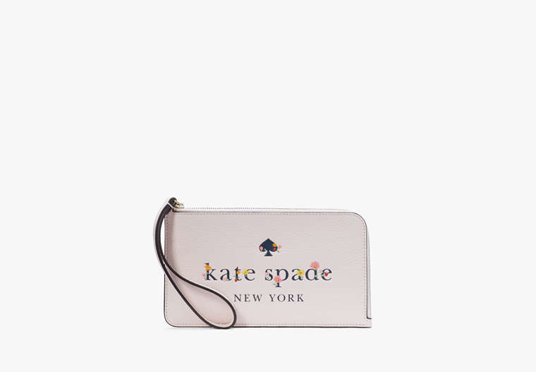 Kate Spade,Lucy Medium L-Zip Wristlet,Light Rosebud Multi