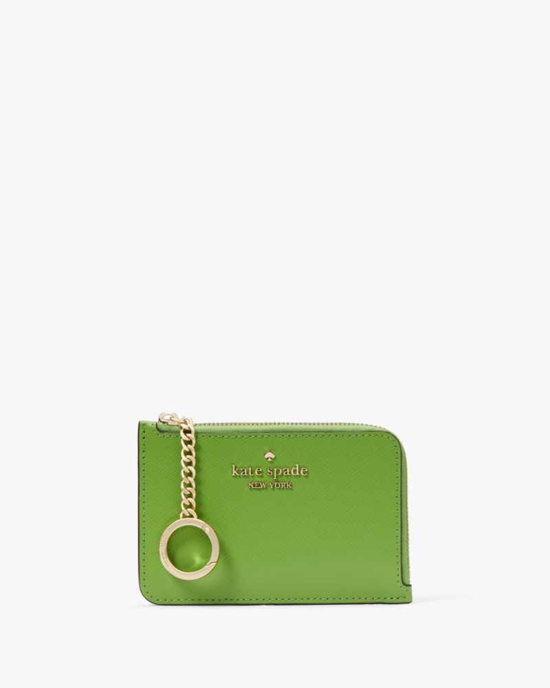 Kate Spade,Madison Medium L-Zip Card Holder,Turtle Green