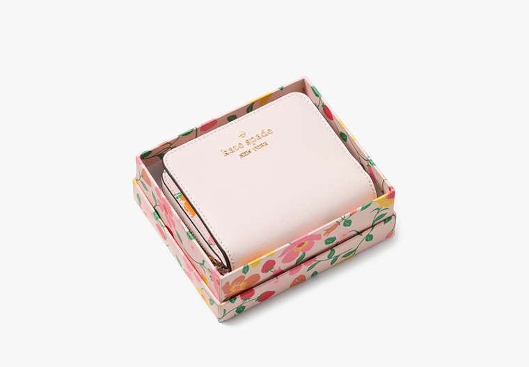 Kate Spade,Boxed Madison Strawberry Garden Small Zip Around Bifold Wallet ,Pink Multi