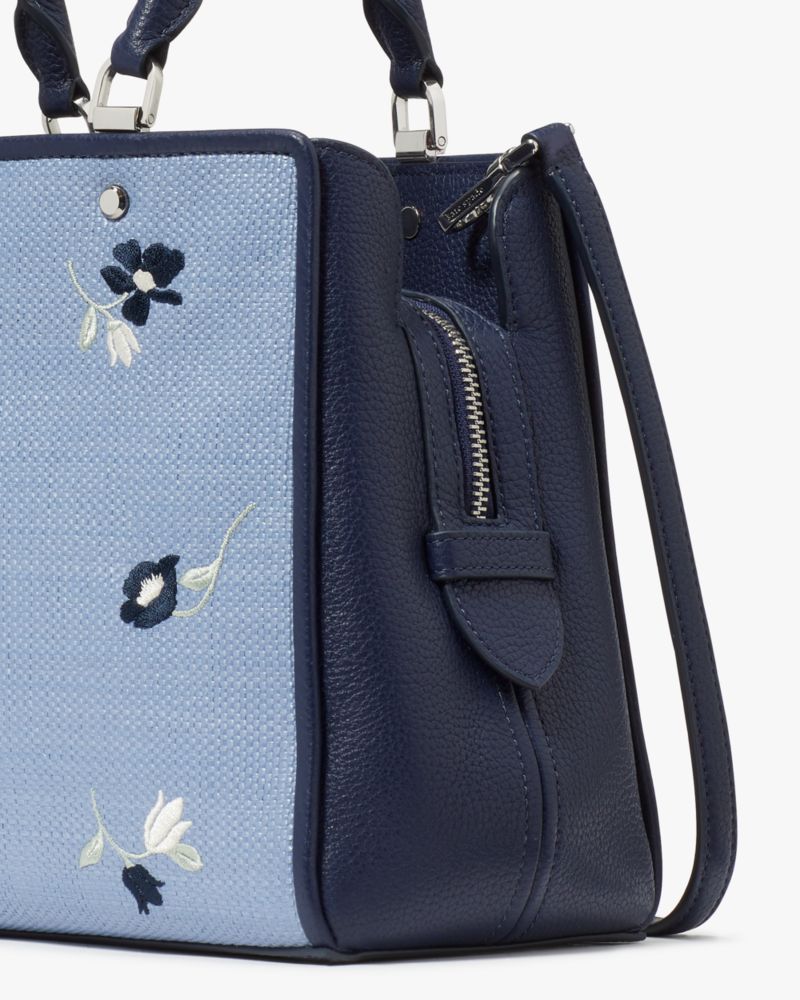 Leila Floral Embroidered Medium Triple Compartment Satchel
