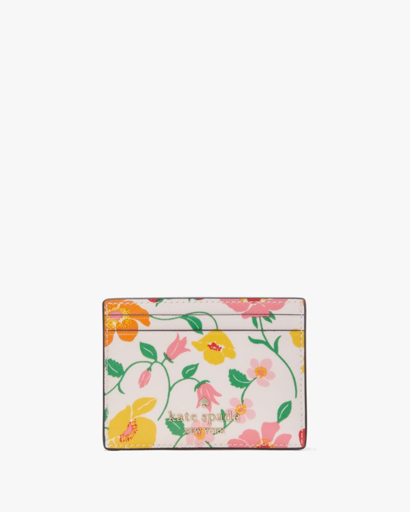 Kate Spade,Boxed Madison Strawberry Garden Small Slim Card Holder,