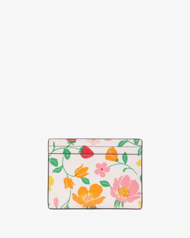 Kate Spade,Boxed Madison Strawberry Garden Small Slim Card Holder,Pink Multi