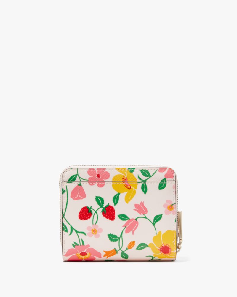 Kate Spade,Boxed Madison Strawberry Garden Small Zip Around Bifold Wallet ,