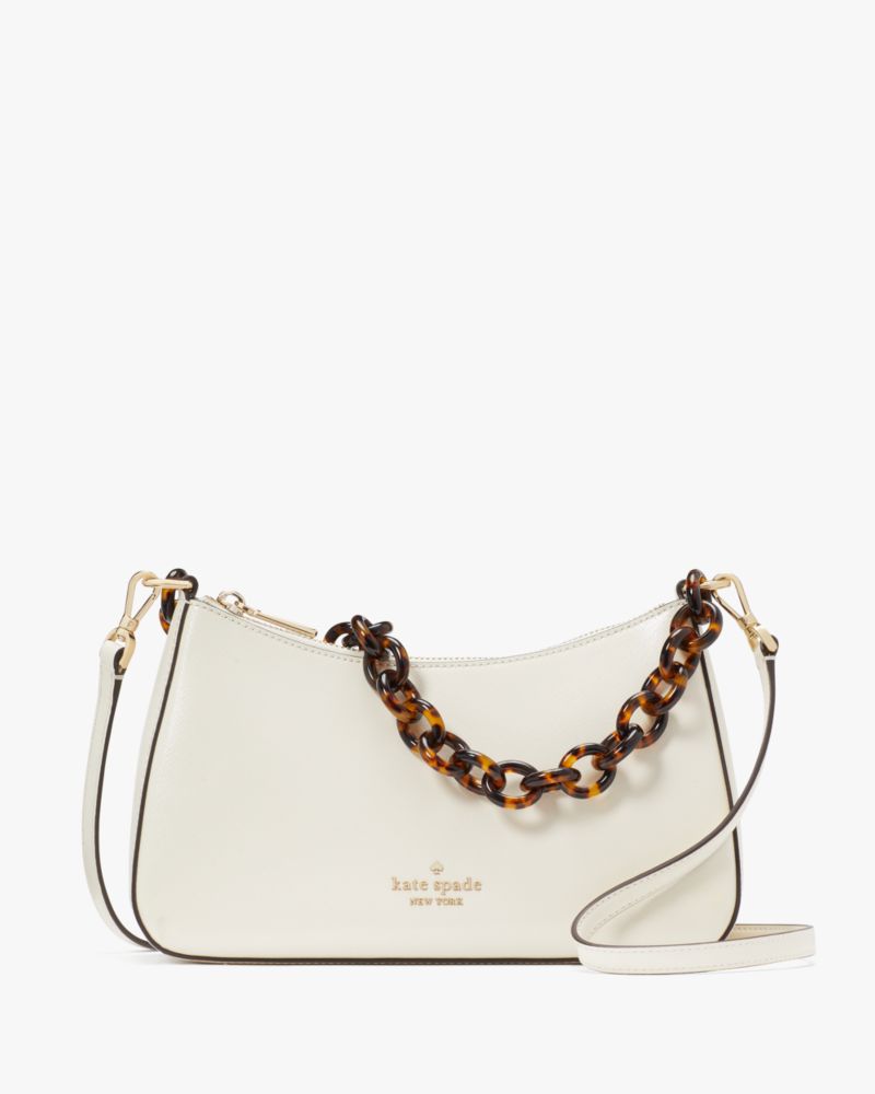 Kate Spade,Madison Medium Convertible Crossbody,Lining Leather,Crossbody,PVC,Metal,Logo,Lined,Day Party,White