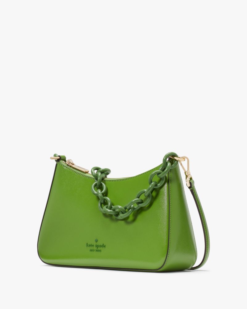 Kate Spade,Madison Medium Convertible Crossbody,Lining Leather,Crossbody,PVC,Metal,Logo,Lined,Day Party,Green