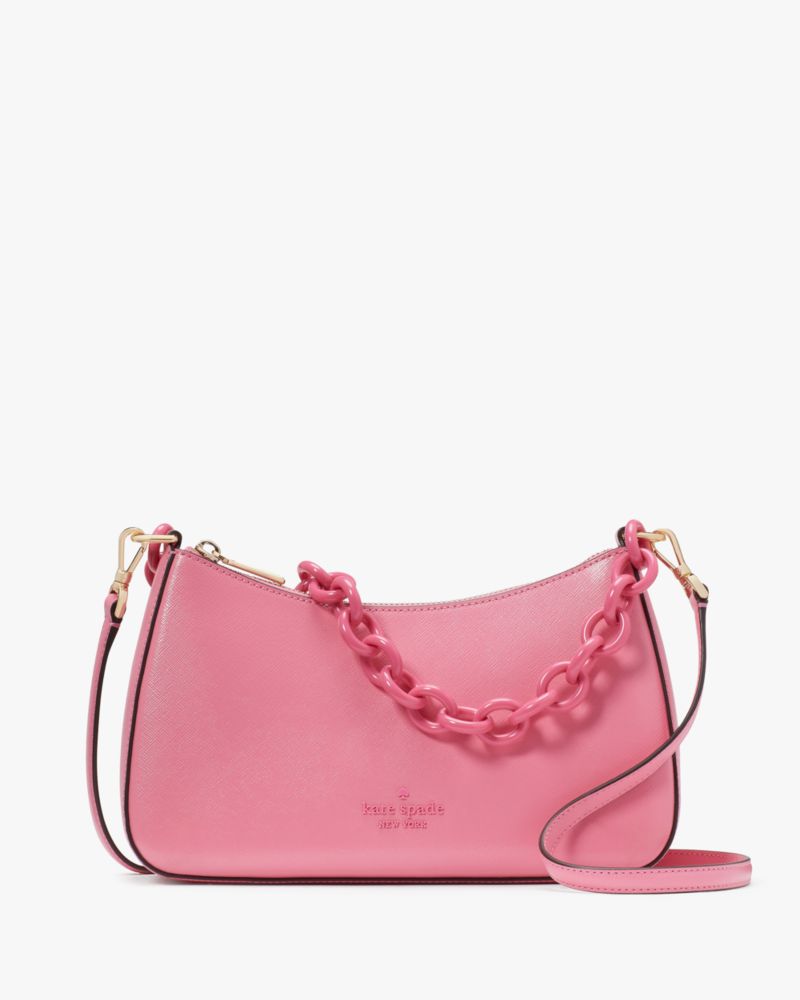 Kate Spade,Madison Medium Convertible Crossbody,Lining Leather,Crossbody,PVC,Metal,Logo,Lined,Day Party,Pink