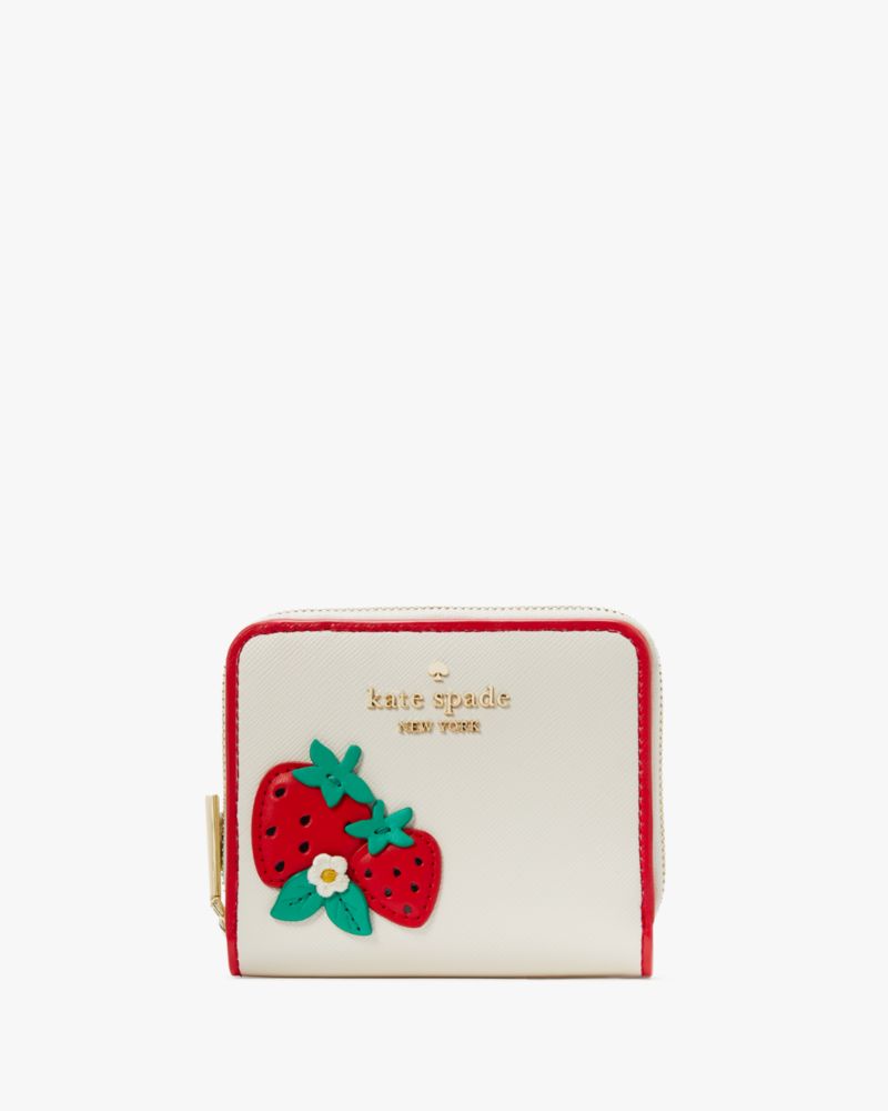 Kate Spade,Strawberry Dreams Small Zip Around Bifold Wallet,