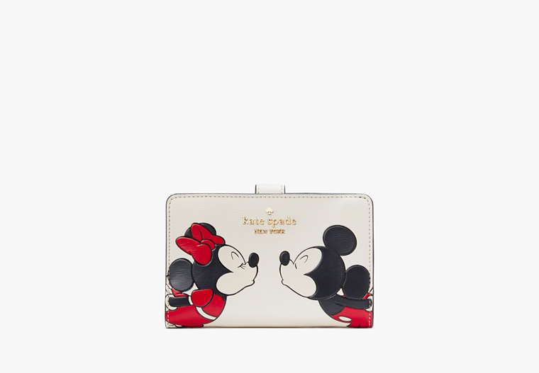 Kate Spade,Disney X Kate Spade New York Minnie Medium Compact Bifold Wallet,Parchment Multi image number 0