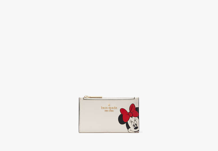 Kate Spade,Disney X Kate Spade New York Minnie Small Slim Bifold Wallet,Parchment Multi image number 0