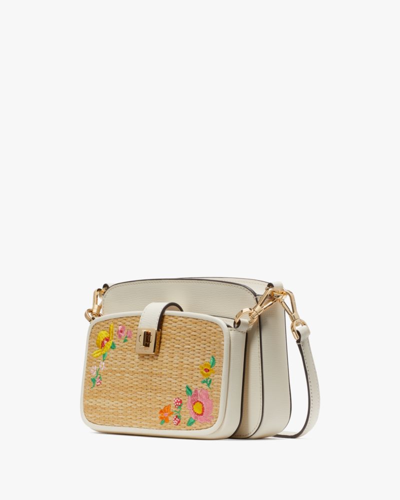 Kate Spade,Phoebe Straw Crossbody Duo,Meringue Multi