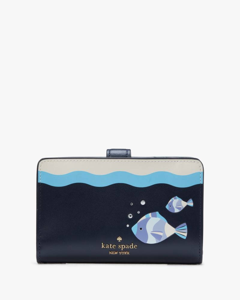 Kate Spade,ワッツ ア キャッチ ミディアム コンパクト バイフォールド ウォレット,全てのアウトレット,ブルーマルチ