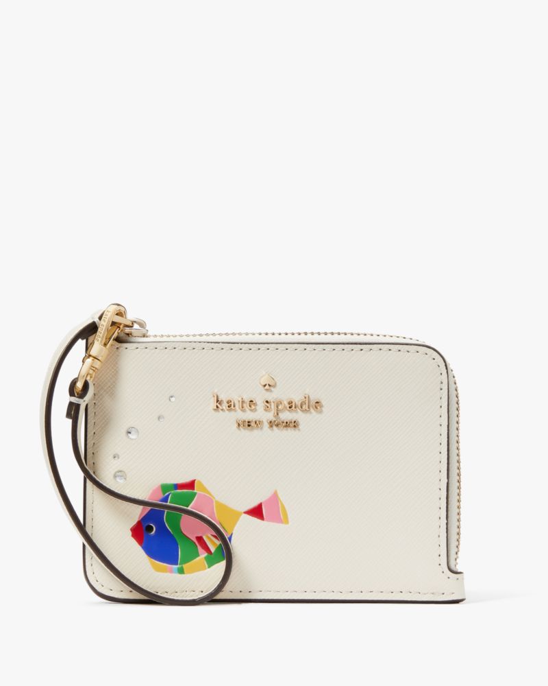 Kate Spade,What A Catch Small Card Holder Wristlet,Meringue Multi