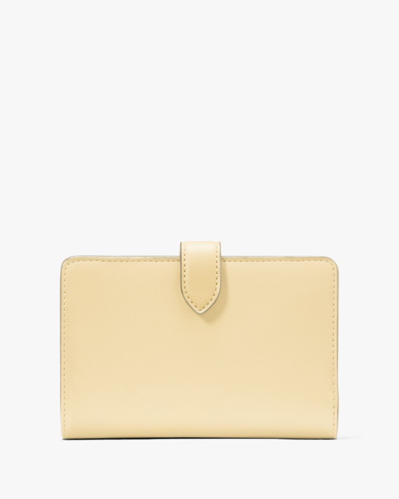 Kate Spade,Schuyler Medium Bifold Wallet,Bi Fold,PVC,Logo,Word Embellishment,Casual,Yellow