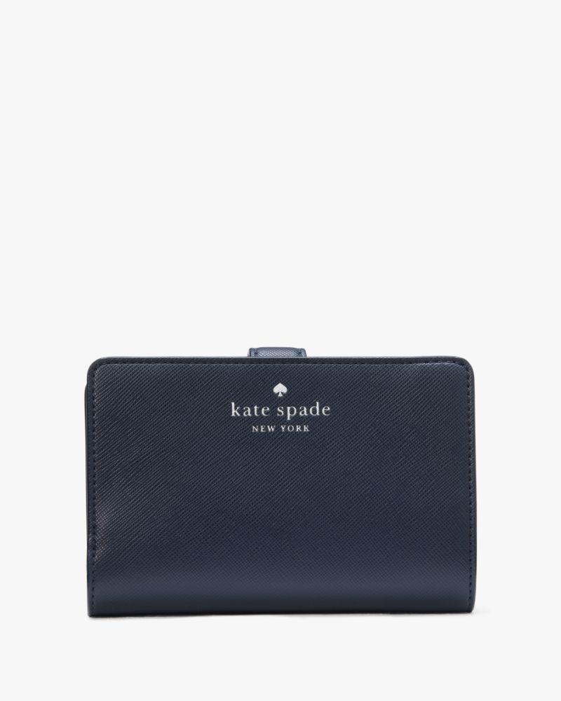 Kate Spade,Schuyler Medium Compact Bifold Wallet,Bi Fold,PVC,Word Embellishment,Logo,Casual,