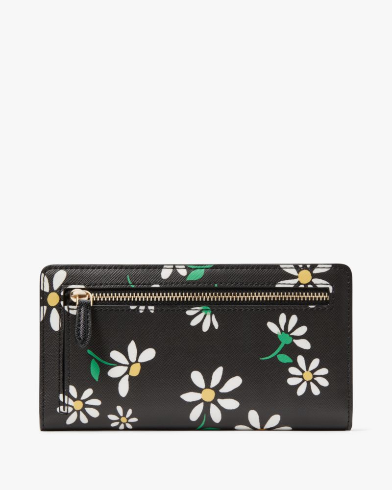 Kate Spade,Dana Daisies Large Slim Bifold Wallet,Black Multi