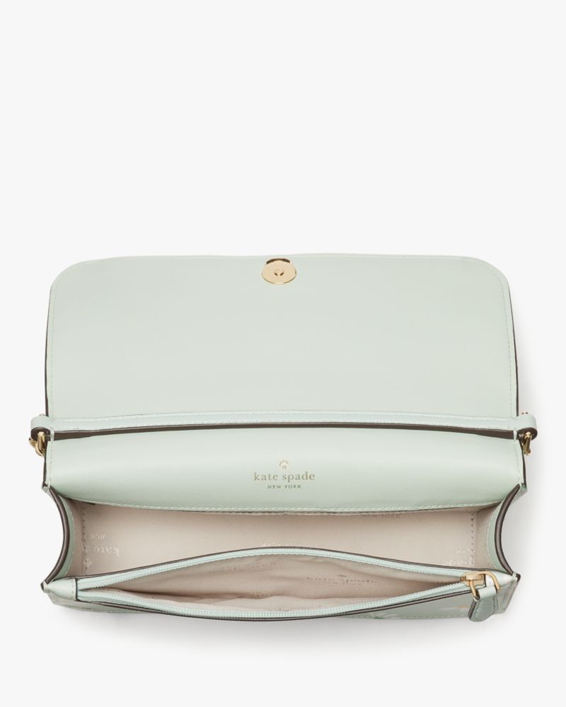 Kate Spade,Madison Day Tripper Daisy Small Flap Crossbody,Crossbody,PVC,Logo,Metal,Gold Metal,Day Party,Blue