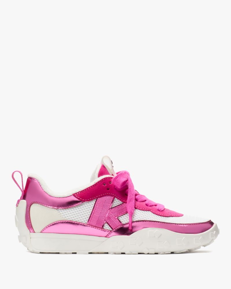 Kate Spade,K As In Kate Sneakers,Leather,Lining Terry,Mesh,Casual,Mixed Media,Pull Tab,Breathable,Casual,Fuchsia