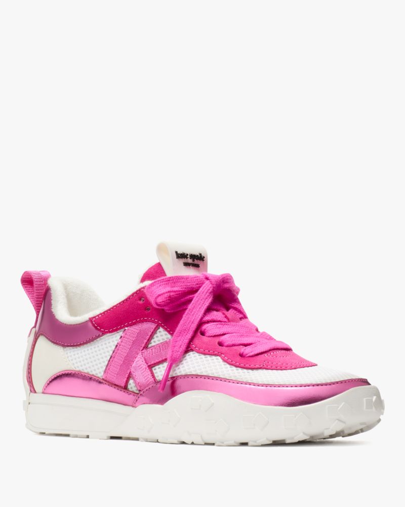 Kate Spade,K As In Kate Sneakers,Leather,Lining Terry,Mesh,Casual,Mixed Media,Pull Tab,Breathable,Casual,Fuchsia