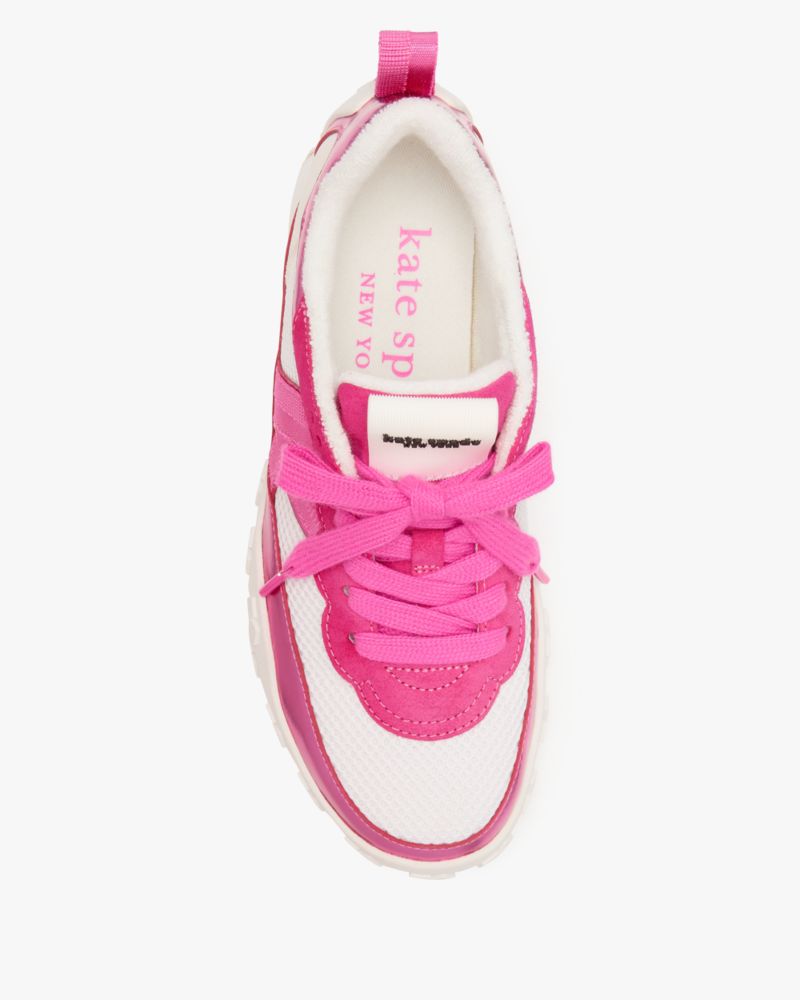 Kate Spade,K As In Kate Sneakers,Leather,Lining Terry,Mesh,Casual,Mixed Media,Pull Tab,Breathable,Casual,Fuchsia