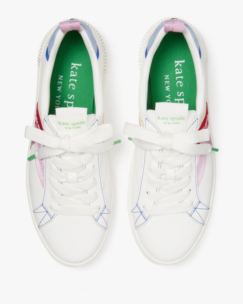 Kate Spade,K As In Kate Court Sneaker,Lining Twill,Leather,Lining Cotton,Casual,Logo,Word Embellishment,Stitching,Color Bl...,White