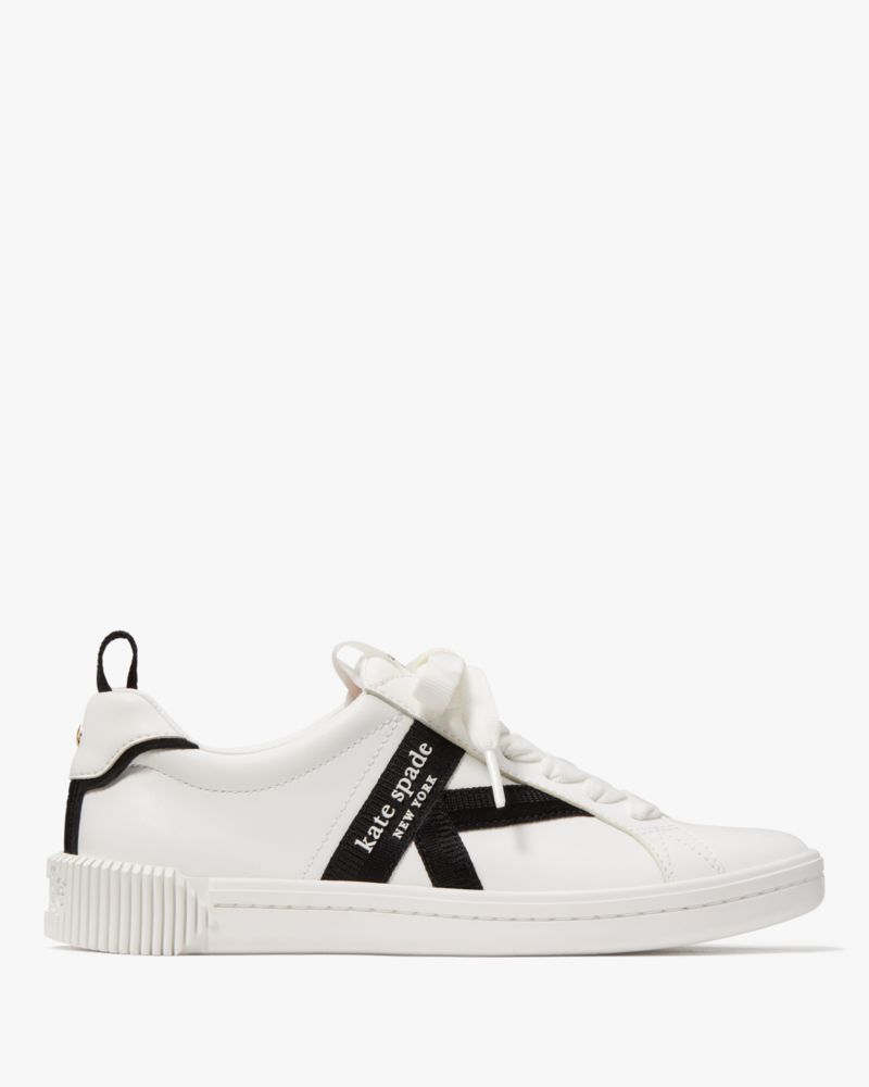 Kate Spade,K As In Kate Court Sneaker,Lining Twill,Leather,Lining Cotton,Casual,Word Embellishment,Piping,Logo,Pull Tab,Br...,White