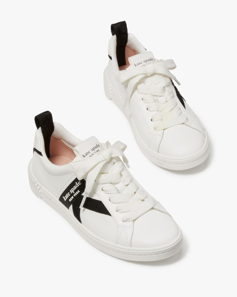 Kate Spade,K As In Kate Court Sneaker,Lining Twill,Leather,Lining Cotton,Casual,Word Embellishment,Piping,Logo,Pull Tab,Br...,White